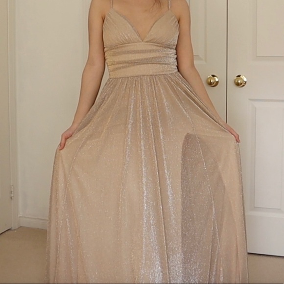 gorgeous champagne glittery prom dress - Picture 6 of 6